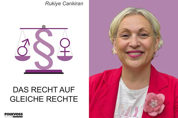 Buchcover mit Gleichheitssymbol, Waage, Geschlechtersymbolen und dem Titel „Das Recht auf gleiche Rechte“